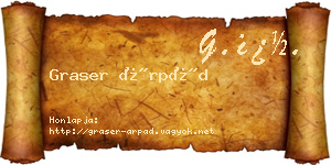 Graser Árpád névjegykártya